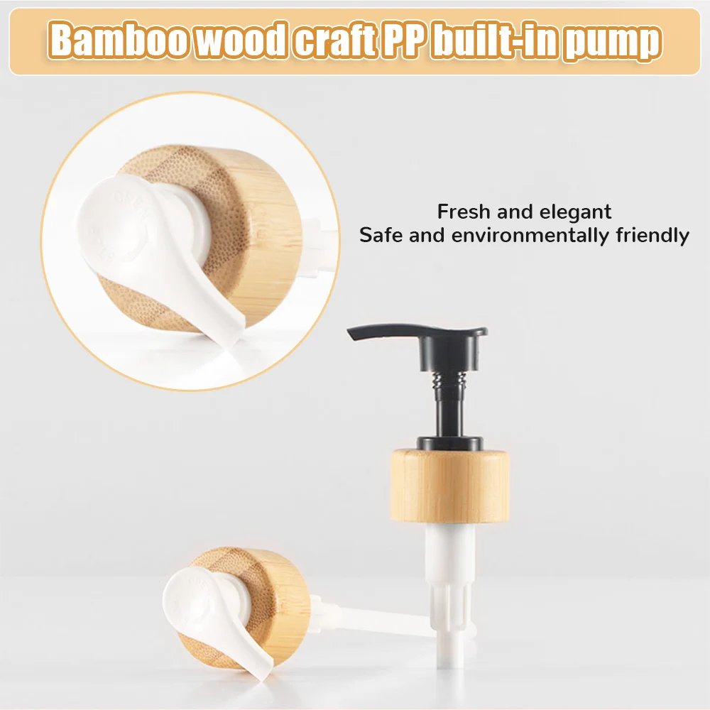 300/500ml Dish Soap Bottle with Bamboo Pump Kitchen Refillable Jars Liquid Soap Dispenser Hand Soap Lotion Container for Decor