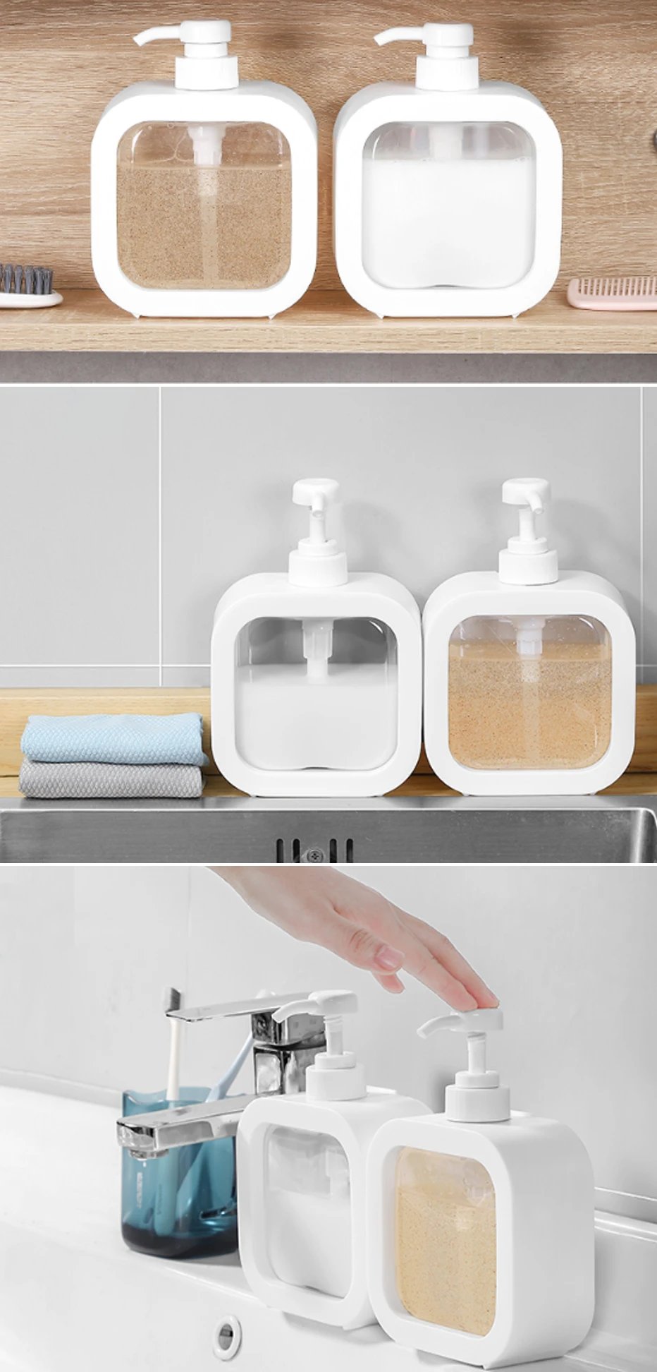 Kitchen Soap Dispenser Hand Soap Dish Soap Bottle Bathroom Shampoo Shower Gel Press Type Storage Bottle 300/500ml Soap dispenser