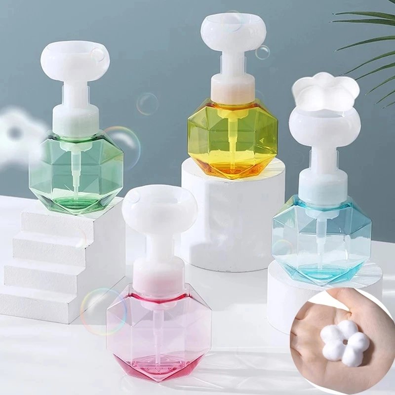 Flower Soap Dispenser Foam Pump Bottle Kitchen Plastic Refillable Containers For Cosmetic Facial Cleanser Shampoo Shower 300Ml
