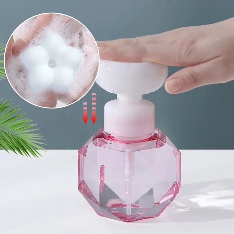 Flower Soap Dispenser Foam Pump Bottle Kitchen Plastic Refillable Containers For Cosmetic Facial Cleanser Shampoo Shower 300Ml