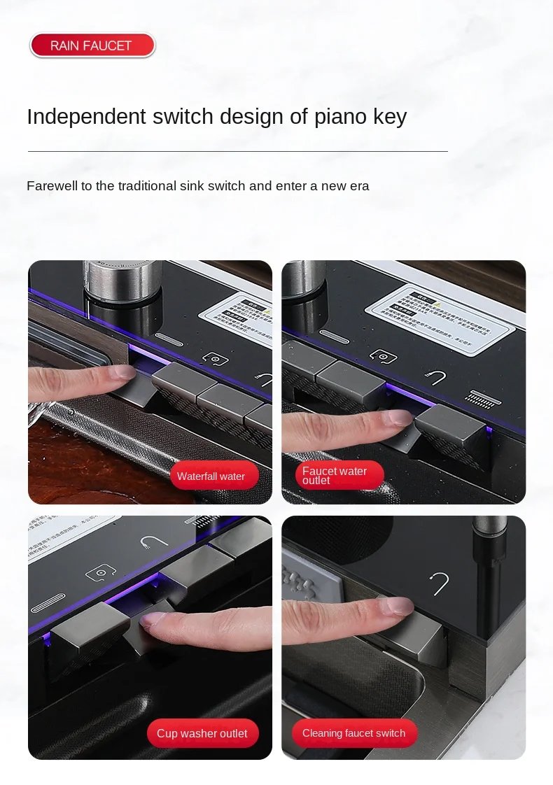 304 Stainless Steel Waterfall Kitchen Sink Large Single Slot Integrated Digital Display Faucet Set Soap Dispenser Cup Washer