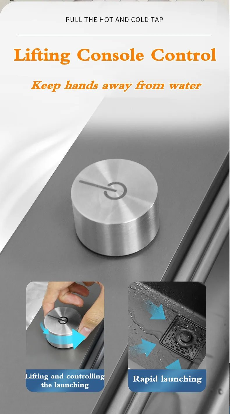 304 Stainless Steel Waterfall Kitchen Sink Pull type faucet Single Slot High Pressure Cup Washer Coffee Shop Wine Bar Sink 304 Stainless Steel Waterfall Kitchen Sink Pull type faucet Single Slot High Pressure Cup Washer Coffee Shop Wine Bar Sink
