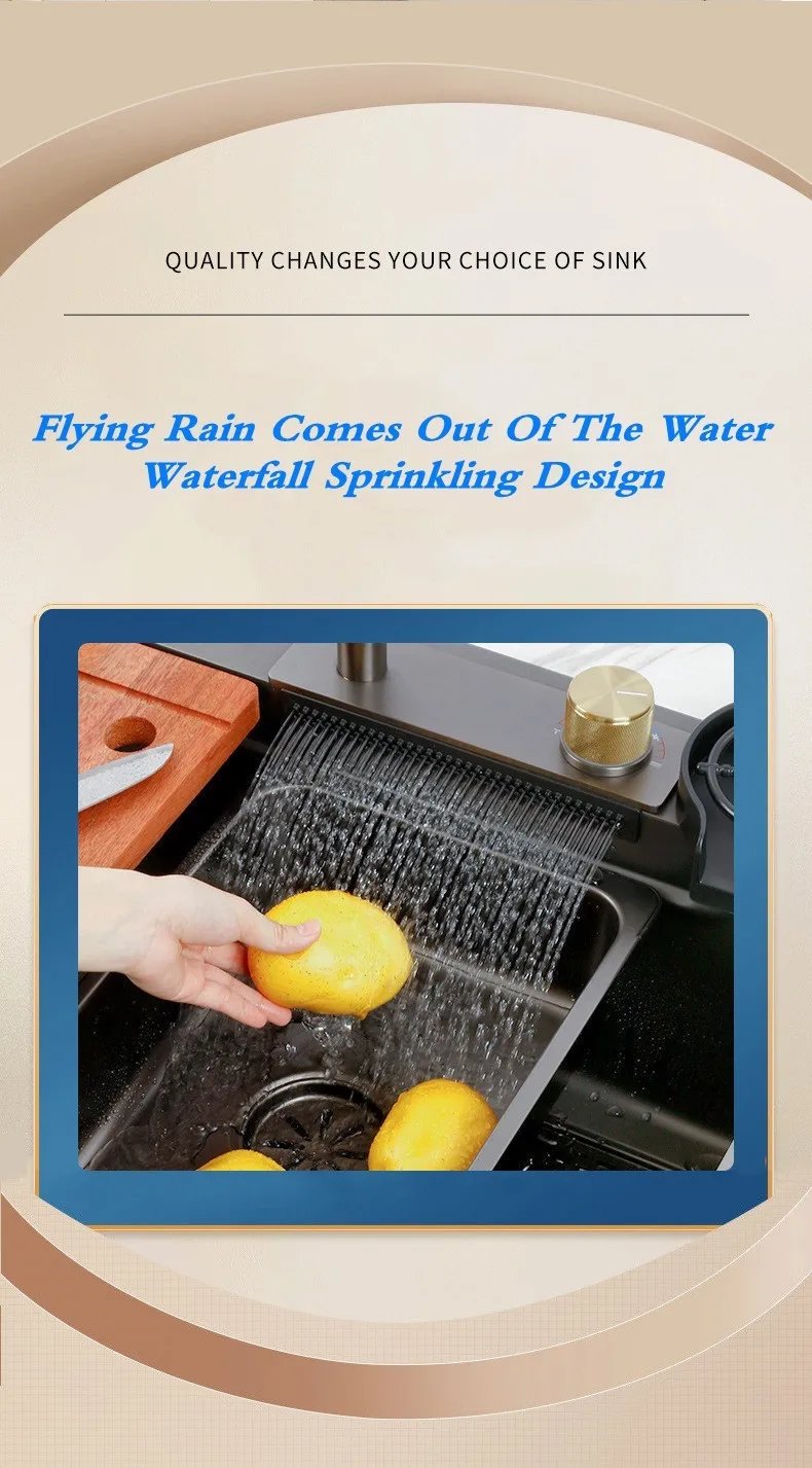 304 Stainless Steel Waterfall Kitchen Sink Pull type faucet Single Slot High Pressure Cup Washer Coffee Shop Wine Bar Sink 304 Stainless Steel Waterfall Kitchen Sink Pull type faucet Single Slot High Pressure Cup Washer Coffee Shop Wine Bar Sink