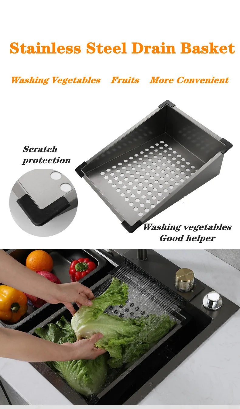 304 Stainless Steel Waterfall Kitchen Sink Pull type faucet Single Slot High Pressure Cup Washer Coffee Shop Wine Bar Sink 304 Stainless Steel Waterfall Kitchen Sink Pull type faucet Single Slot High Pressure Cup Washer Coffee Shop Wine Bar Sink