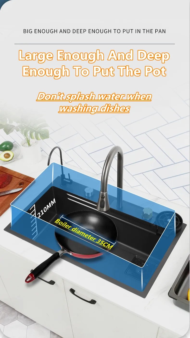 304 Stainless Steel Waterfall Kitchen Sink Pull type faucet Single Slot High Pressure Cup Washer Coffee Shop Wine Bar Sink 304 Stainless Steel Waterfall Kitchen Sink Pull type faucet Single Slot High Pressure Cup Washer Coffee Shop Wine Bar Sink