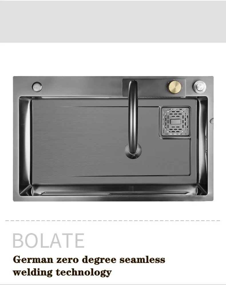 304 Stainless Steel Waterfall Kitchen Sink Pull type faucet Single Slot High Pressure Cup Washer Coffee Shop Wine Bar Sink 304 Stainless Steel Waterfall Kitchen Sink Pull type faucet Single Slot High Pressure Cup Washer Coffee Shop Wine Bar Sink