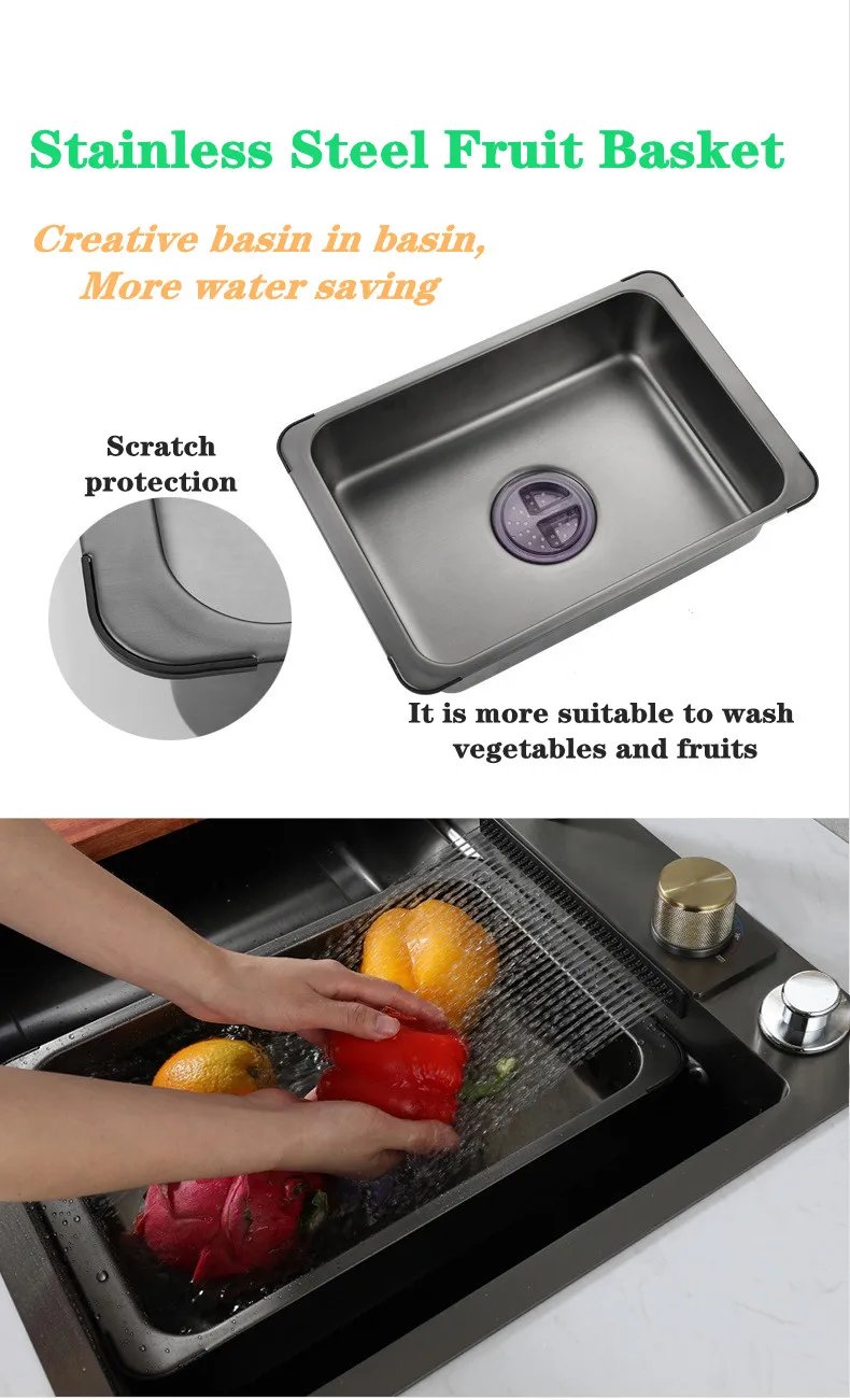 304 Stainless Steel Waterfall Kitchen Sink Pull type faucet Single Slot High Pressure Cup Washer Coffee Shop Wine Bar Sink 304 Stainless Steel Waterfall Kitchen Sink Pull type faucet Single Slot High Pressure Cup Washer Coffee Shop Wine Bar Sink