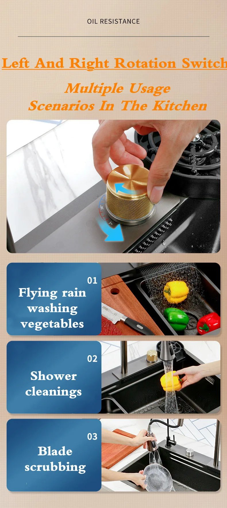 304 Stainless Steel Waterfall Kitchen Sink Pull type faucet Single Slot High Pressure Cup Washer Coffee Shop Wine Bar Sink 304 Stainless Steel Waterfall Kitchen Sink Pull type faucet Single Slot High Pressure Cup Washer Coffee Shop Wine Bar Sink