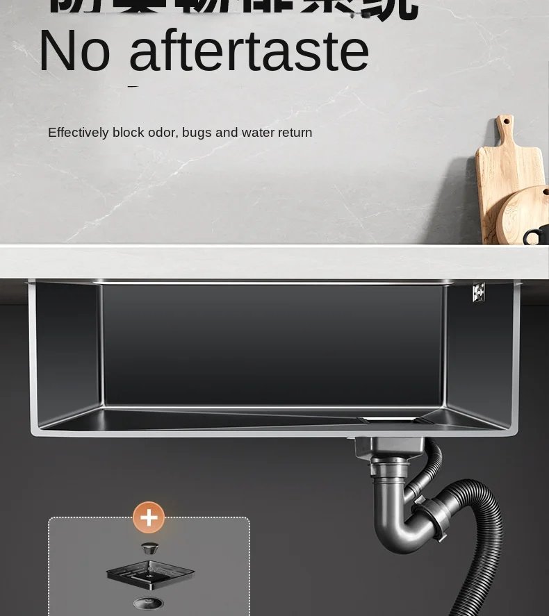 Nano 304 Stainless Steel Handmade Sink Vegetable Washing Basin Large Single Slot kitchen Sink Under The Counter Basin