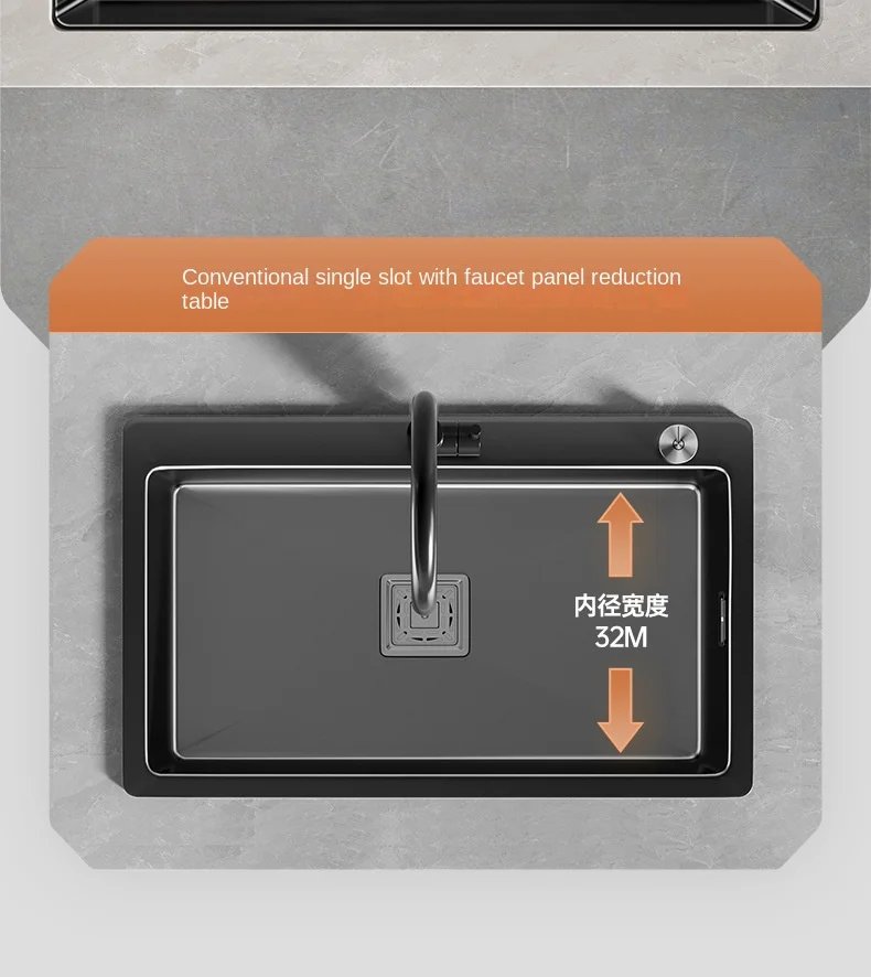 Nano 304 Stainless Steel Handmade Sink Vegetable Washing Basin Large Single Slot kitchen Sink Under The Counter Basin