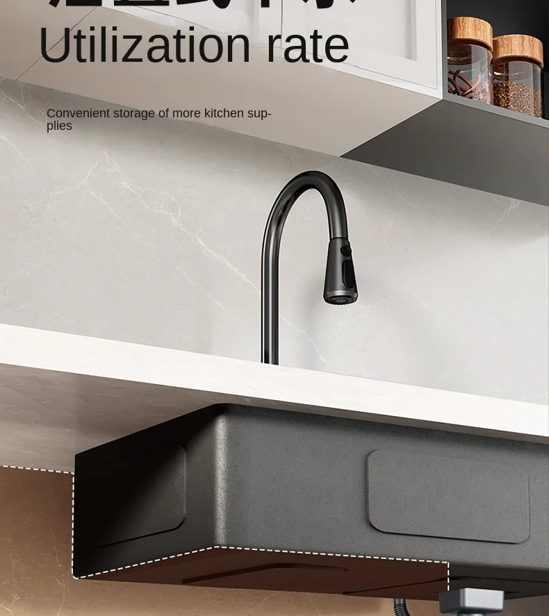 Nano 304 Stainless Steel Handmade Sink Vegetable Washing Basin Large Single Slot kitchen Sink Under The Counter Basin