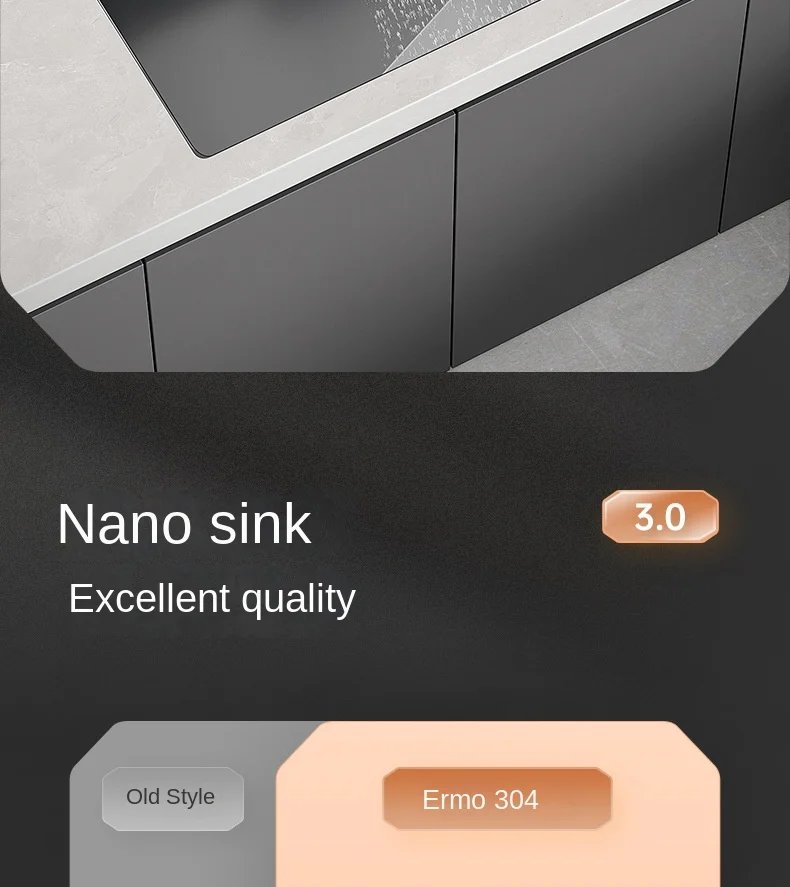 Nano 304 Stainless Steel Handmade Sink Vegetable Washing Basin Large Single Slot kitchen Sink Under The Counter Basin