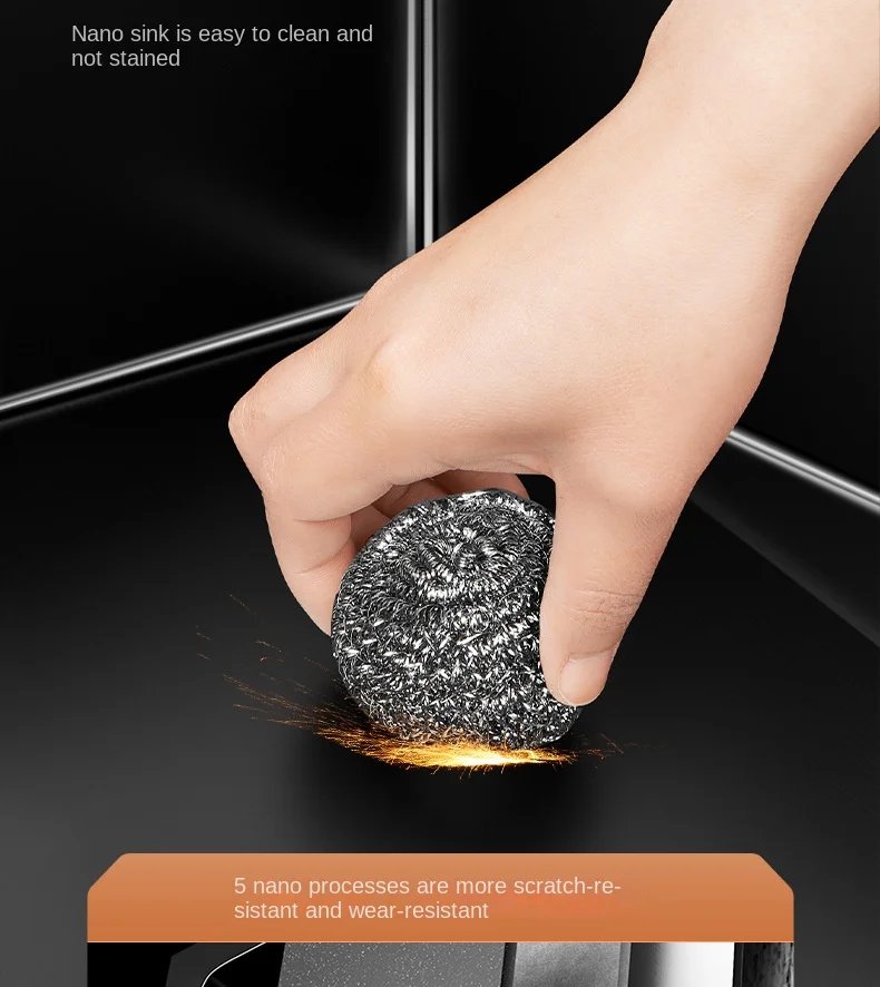 Nano 304 Stainless Steel Handmade Sink Vegetable Washing Basin Large Single Slot kitchen Sink Under The Counter Basin