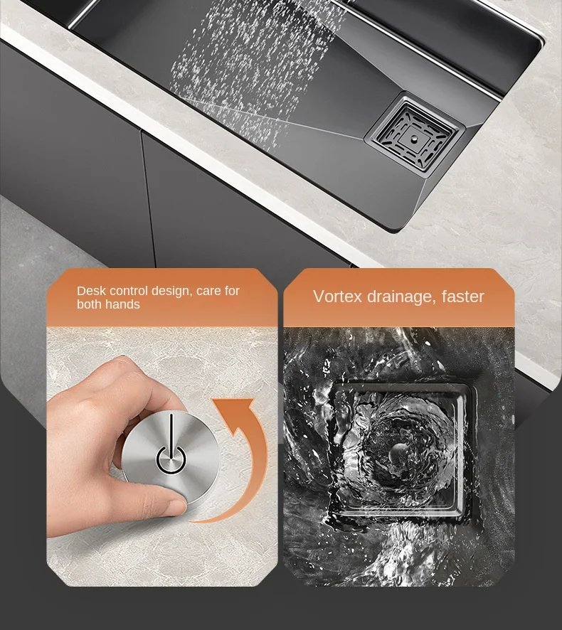 Nano 304 Stainless Steel Handmade Sink Vegetable Washing Basin Large Single Slot kitchen Sink Under The Counter Basin