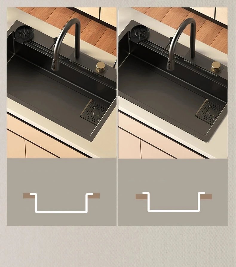 Kitchen sink, waterfall faucet, large single sink, stainless steel material, manufacturer's lowest direct selling price Kitchen sink, waterfall faucet, large single sink, stainless steel material, manufacturer's lowest direct selling price