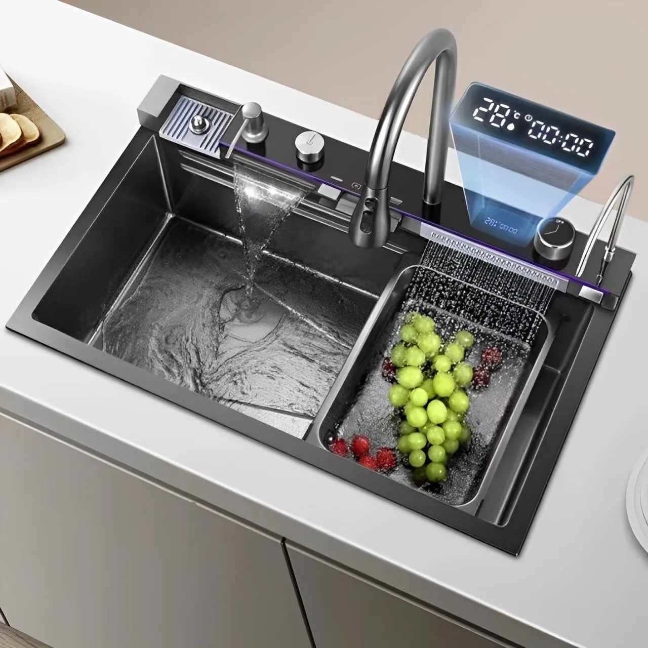 Kitchen sink, waterfall faucet, large single sink, stainless steel material, manufacturer's lowest direct selling price Kitchen sink, waterfall faucet, large single sink, stainless steel material, manufacturer's lowest direct selling price