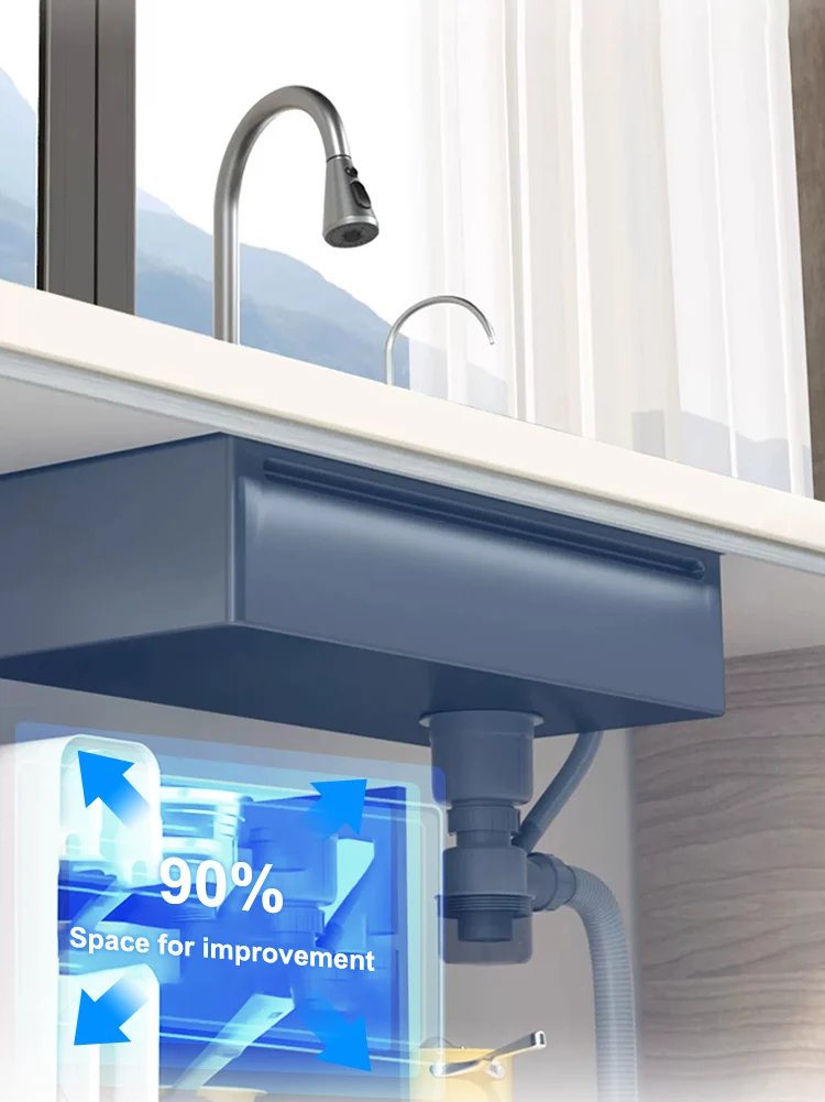 Waterfall Sink Kitchen Stainless Steel Topmount Sink Embossed Large Single Slot Wash Basin With Multifunction Tank Low Price