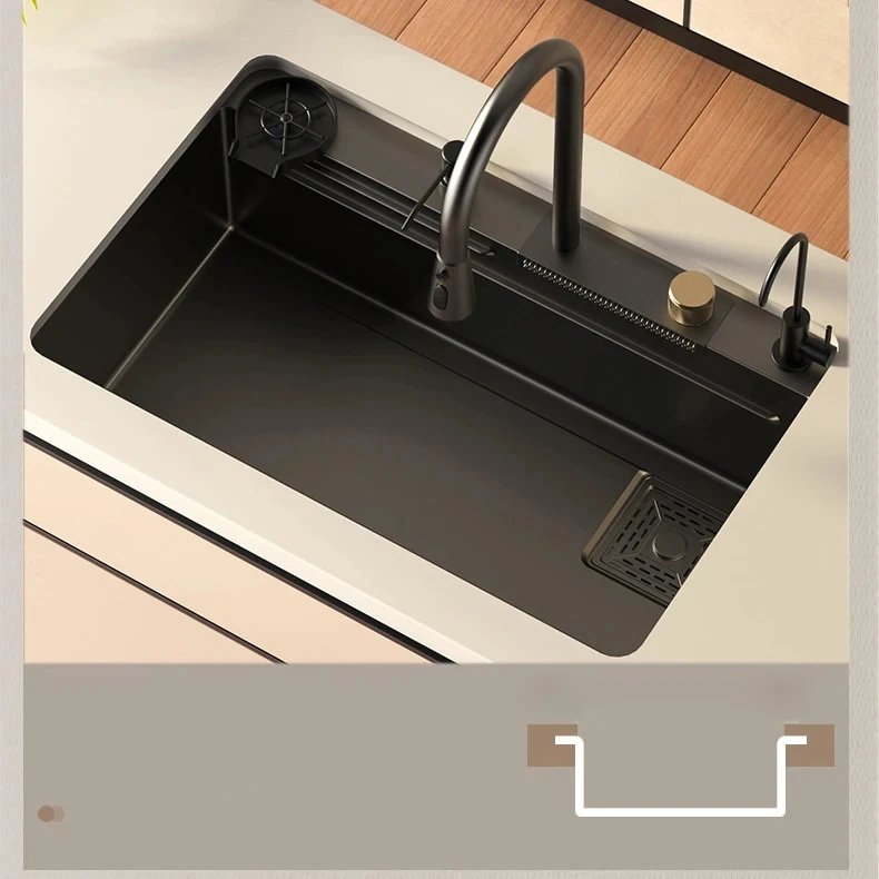 Kitchen sink, stainless steel large single groove, multifunctional flying fish waterfall faucet, the lowest price