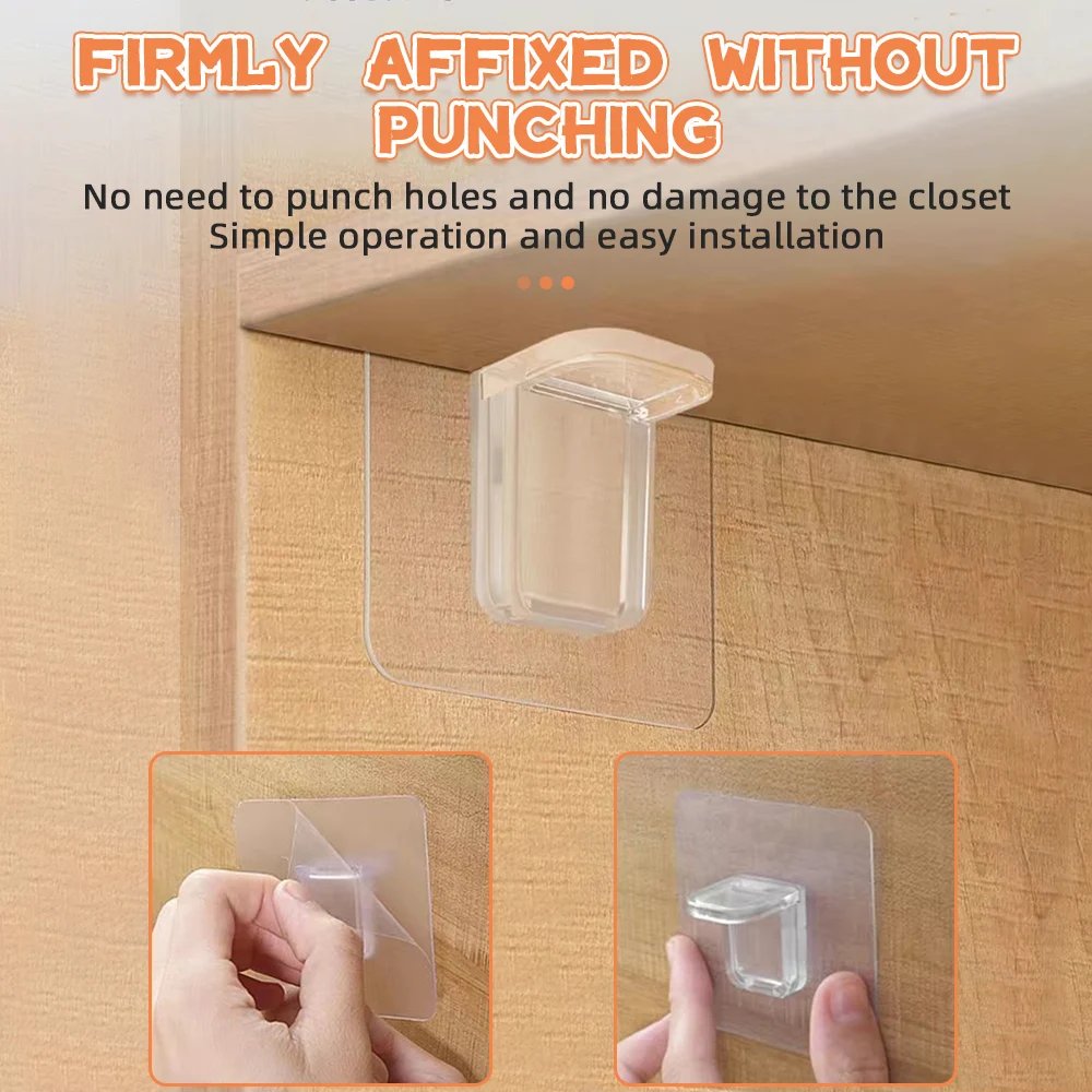 2/6/8/10/12  Shelf Support Adhesive Pegs Closet Partition Bracket Cabinet Support Clips Wall Hanger Sticker For Kitchen Bathroom