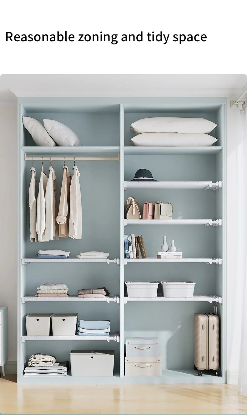 NEW Adjustable Closet Organizer Kitchen Storage Shelves Space Saving Wardrobe Wall Mounted Rack Home Appliance Cabinet Holder1pc