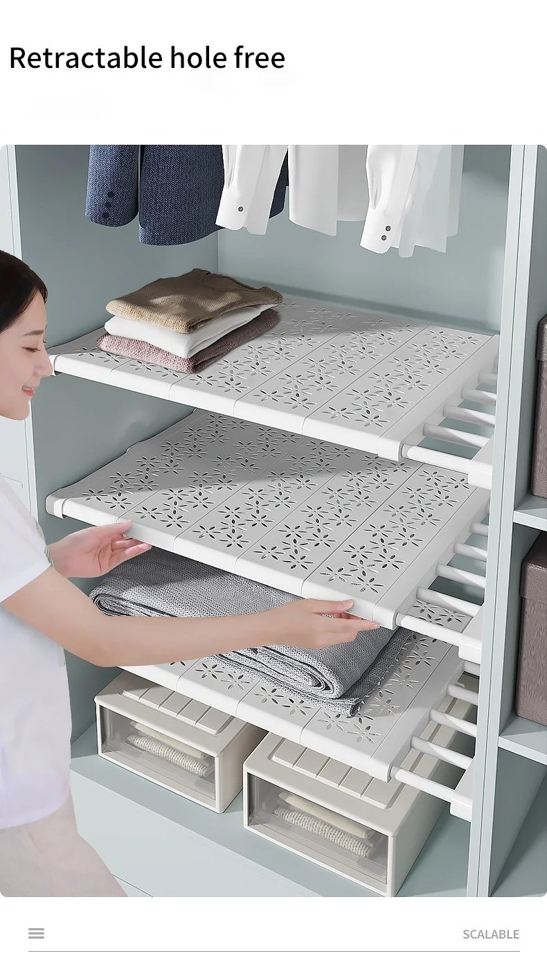 NEW Adjustable Closet Organizer Kitchen Storage Shelves Space Saving Wardrobe Wall Mounted Rack Home Appliance Cabinet Holder1pc