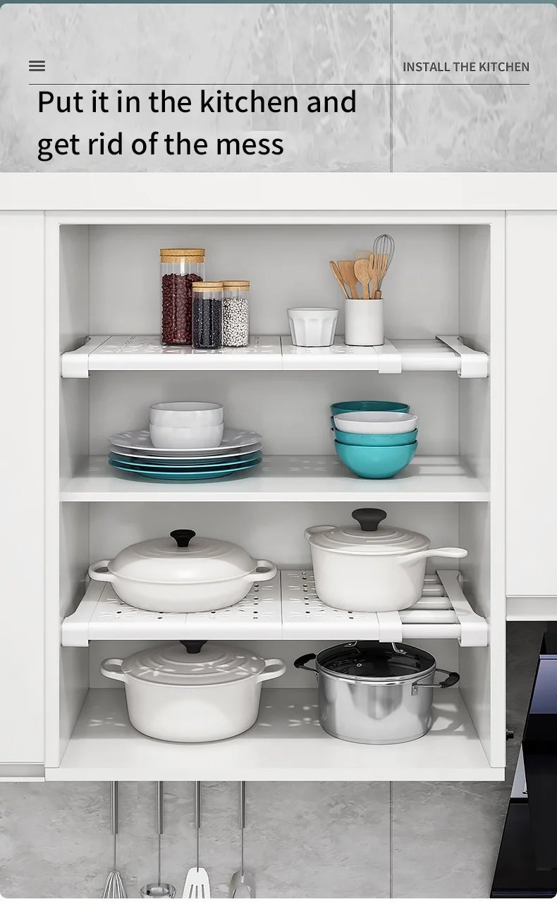 NEW Adjustable Closet Organizer Kitchen Storage Shelves Space Saving Wardrobe Wall Mounted Rack Home Appliance Cabinet Holder1pc