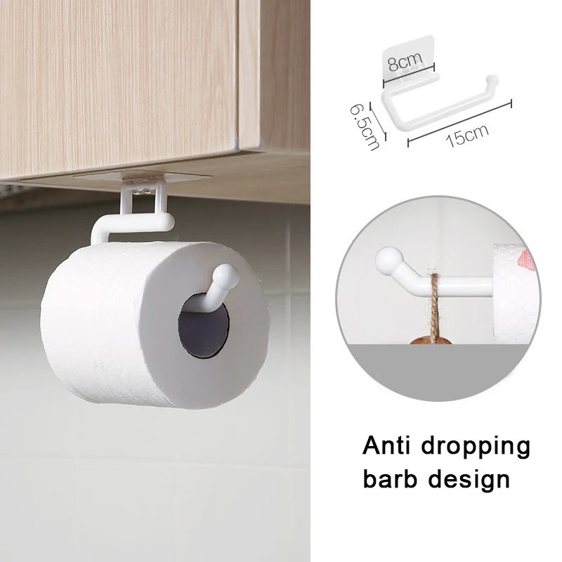 Kitchen Tissue Holder Hanging Toilet Roll Paper Holder Towel Rack Kitchen Bathroom Cabinet Door Hook Holder Organizer