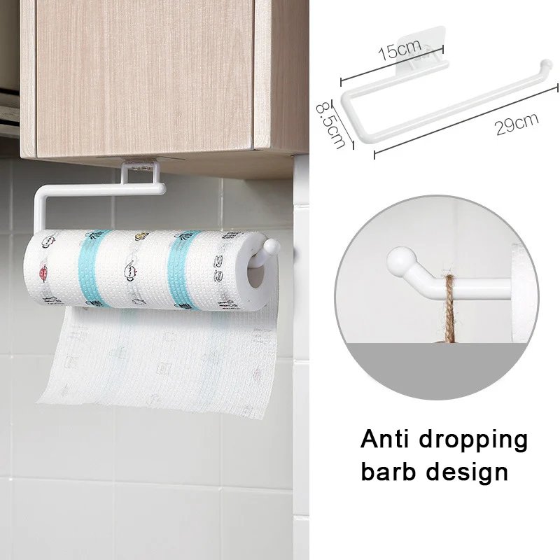Kitchen Tissue Holder Hanging Toilet Roll Paper Holder Towel Rack Kitchen Bathroom Cabinet Door Hook Holder Organizer
