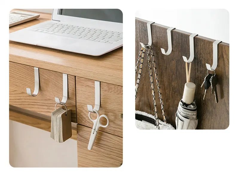 S-Shaped Metal Hook Cabinet Door Hanging Rack Gadgets Holders Desk Shelves Kitchen Utensils Storage Organizer Bathroom Accessori