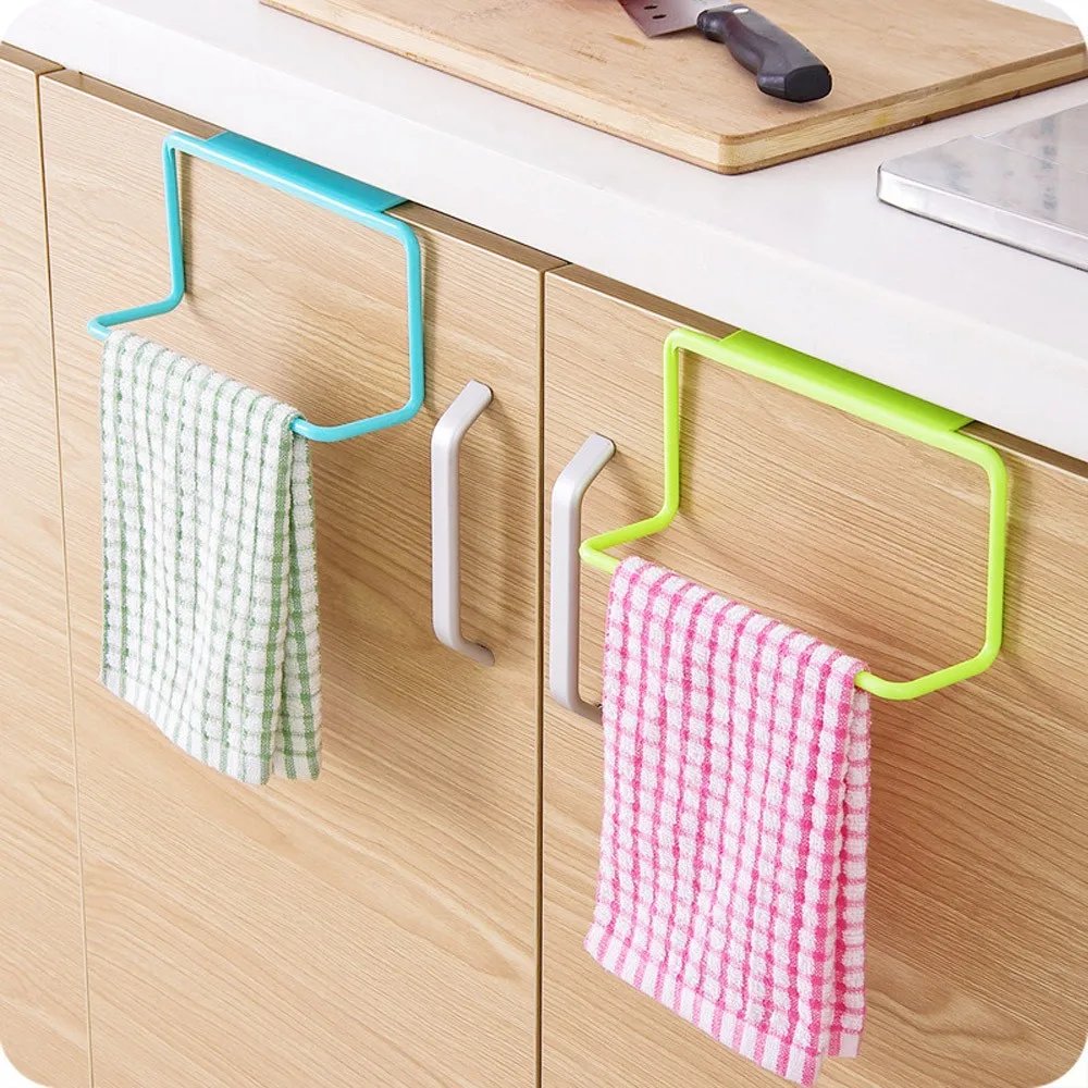 1/2Pcs Plastic Hanging Holder Towel Rack Multifunction Cupboard Cabinet Door Back Kitchen Accessories Home Storage Organizer