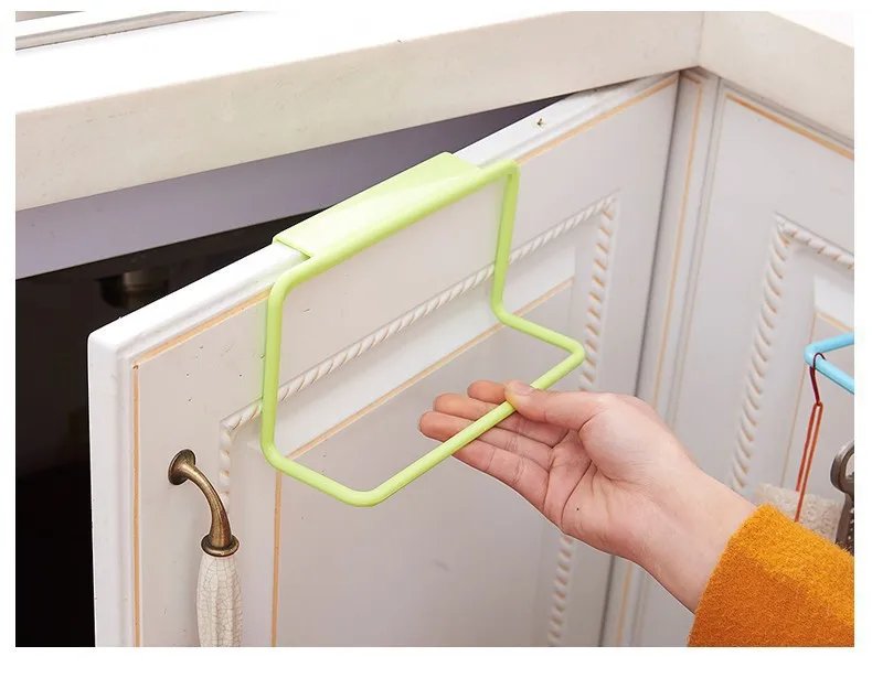 1/2Pcs Plastic Hanging Holder Towel Rack Multifunction Cupboard Cabinet Door Back Kitchen Accessories Home Storage Organizer