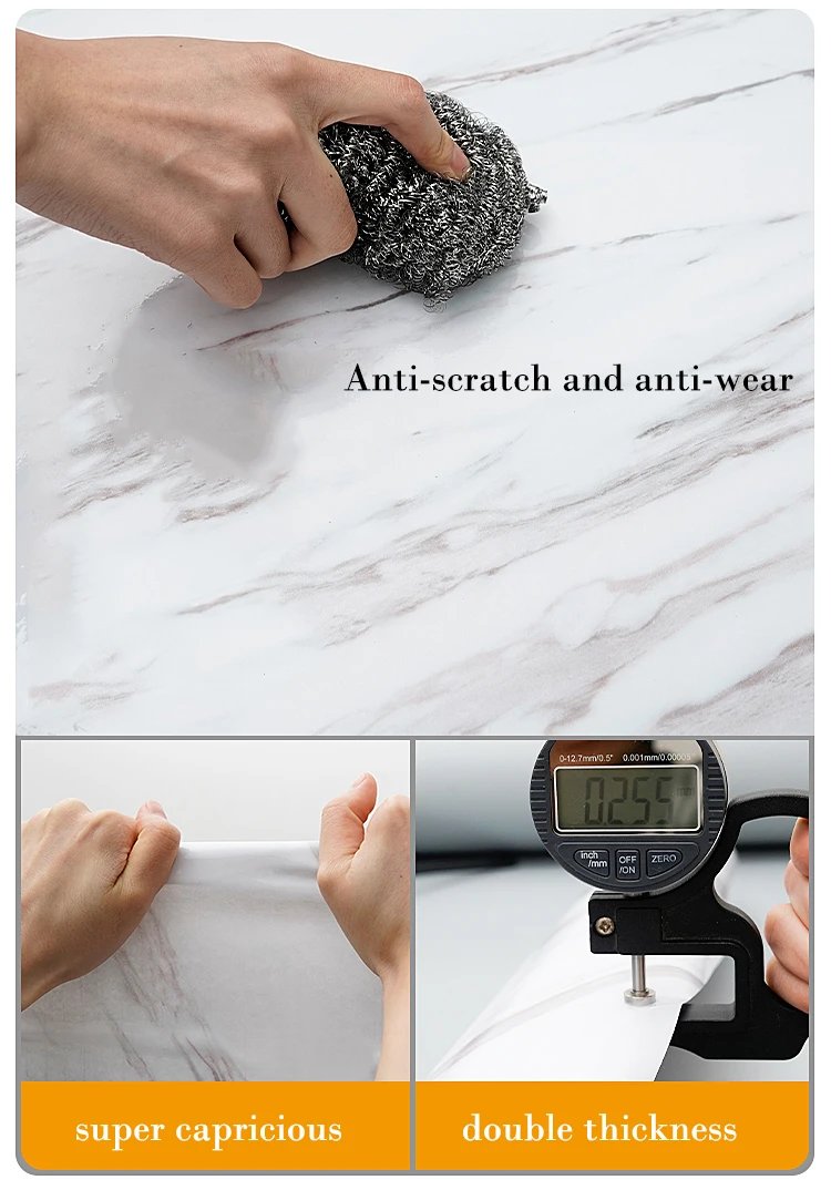 40cm Marble Kitchen Oil-Proof Film Stove Waterproof Self-Adhesive Wallpaper Countertop Cabinet Renovation Tile Wall Stickers