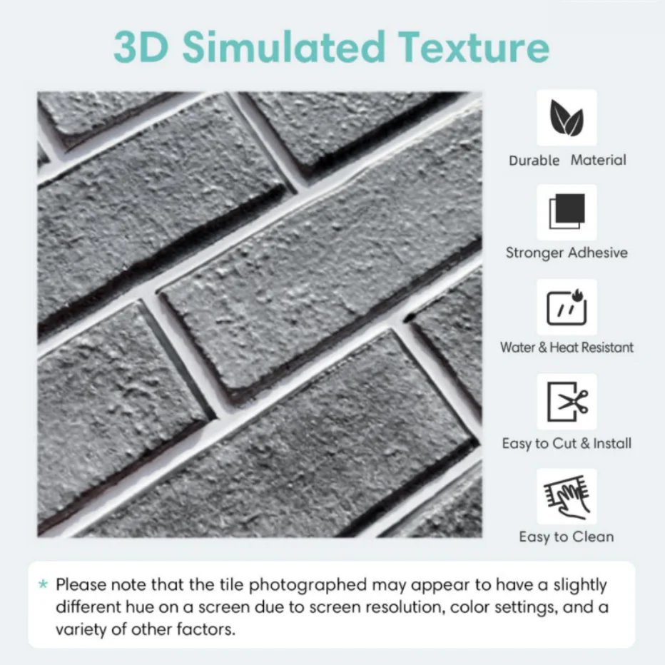 1/10pcs 3D Wall Sticker Self-adhesive Faux Brick Wall Panel Peel and Stick Kitchen Tile Backsplash Bathroom Wall Tile Sticker 1/10pcs 3D Wall Sticker Self-adhesive Faux Brick Wall Panel Peel and Stick Kitchen Tile Backsplash Bathroom Wall Tile Sticker