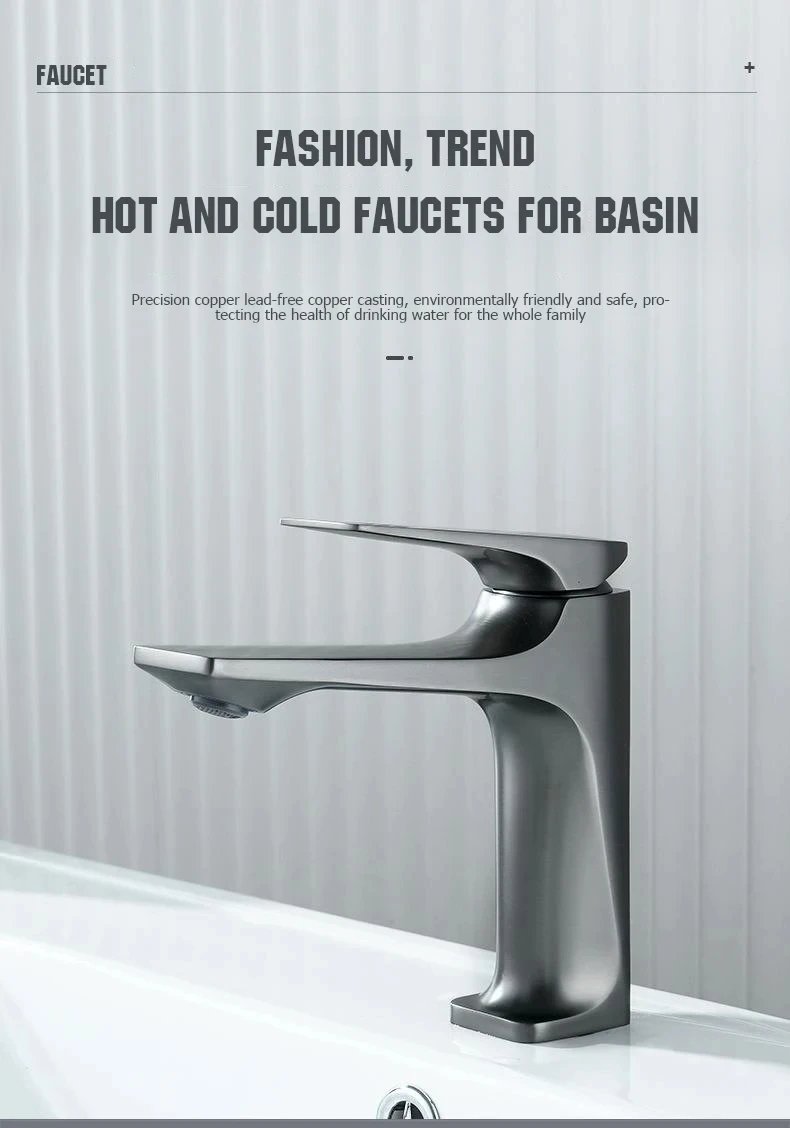 Brass Core Modern Bathroom Sink Faucet Single Handle Deck Mounted Wash Basin Water Tap Hot And Cold Mixer