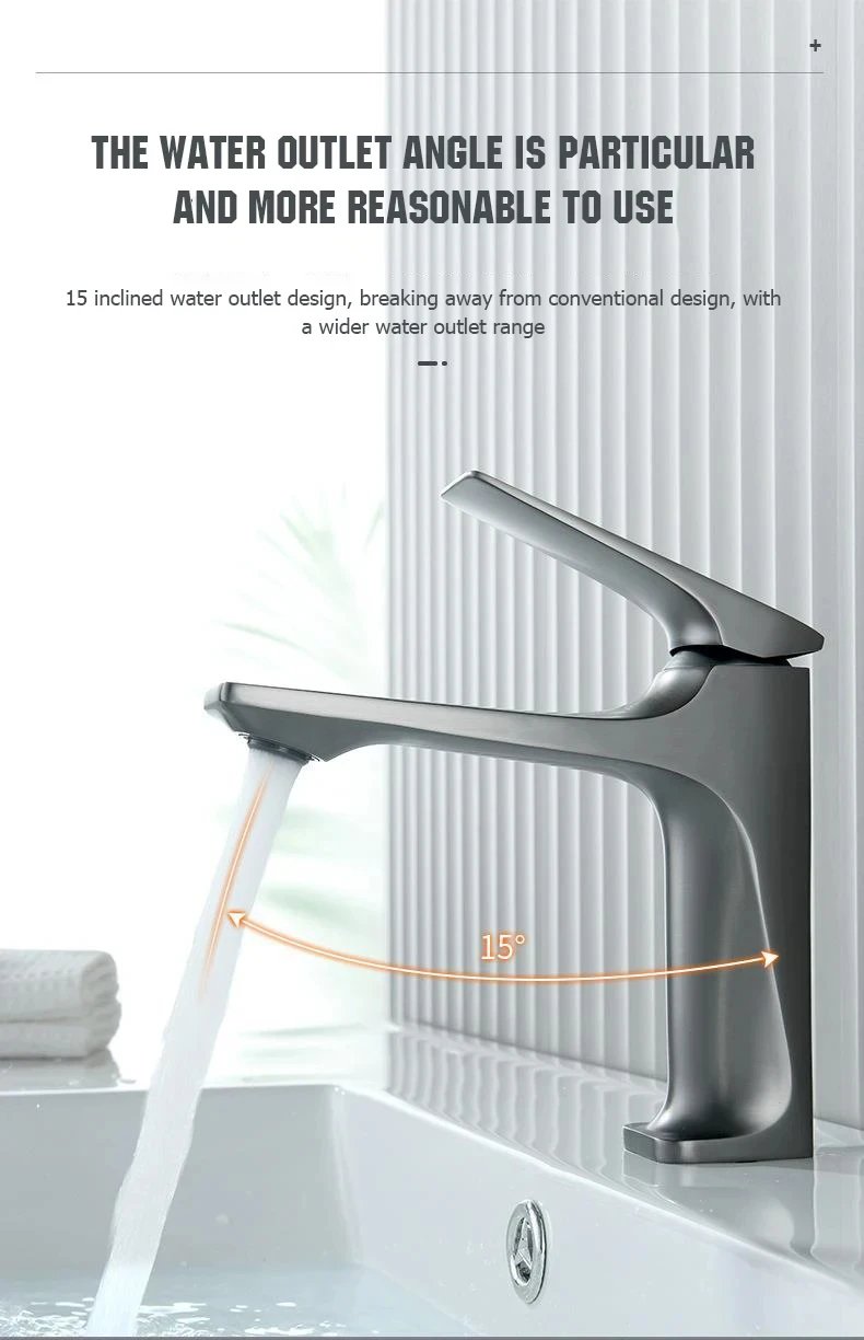 Brass Core Modern Bathroom Sink Faucet Single Handle Deck Mounted Wash Basin Water Tap Hot And Cold Mixer