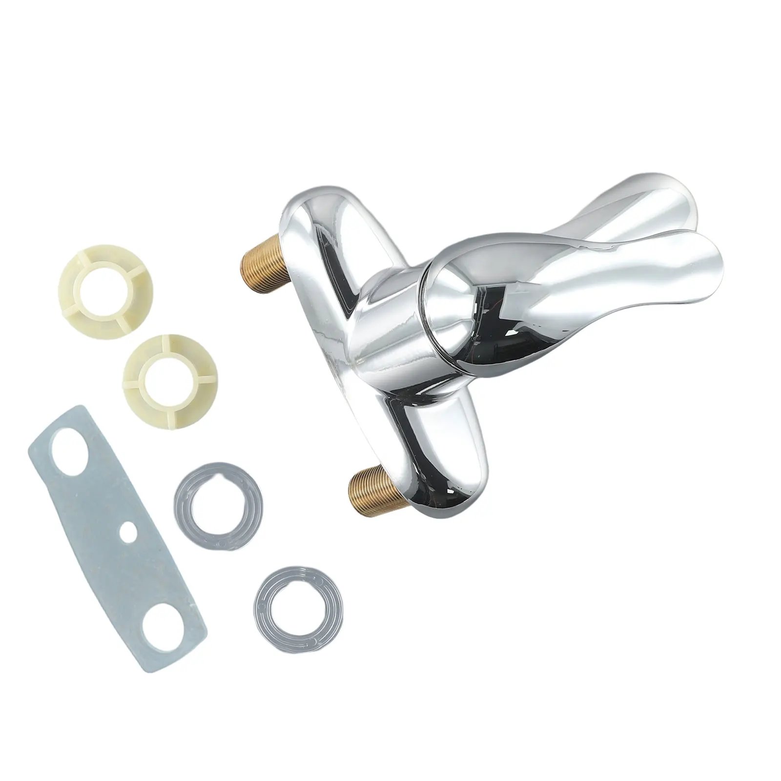 Bathroom Faucet Double-Hole Basin Hot And Cold Water Faucet For Toilet Kitchen Bathroom Plastic Steel Sink Mixer Tap