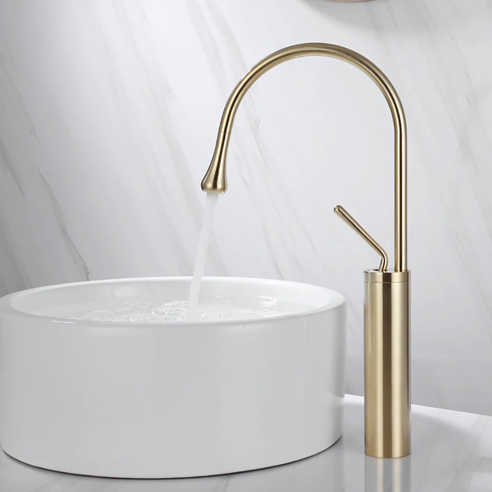 Modern Basin Faucet Brushed Gold Black Silver Faucet Deck Mounted Basin Sink Tap Mixer Hot & Cold Brass Tap for Bathroom