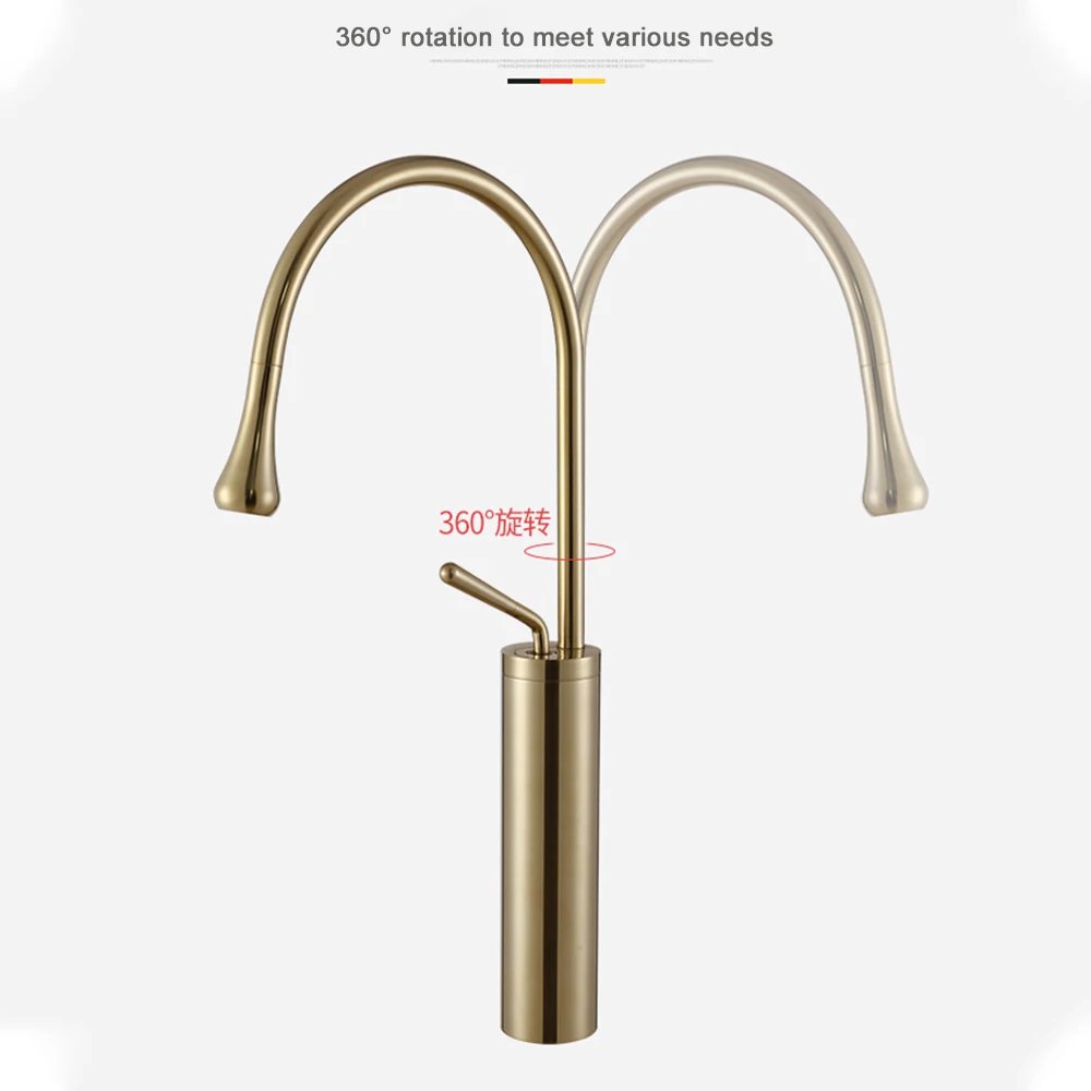 Modern Basin Faucet Brushed Gold Black Silver Faucet Deck Mounted Basin Sink Tap Mixer Hot & Cold Brass Tap for Bathroom