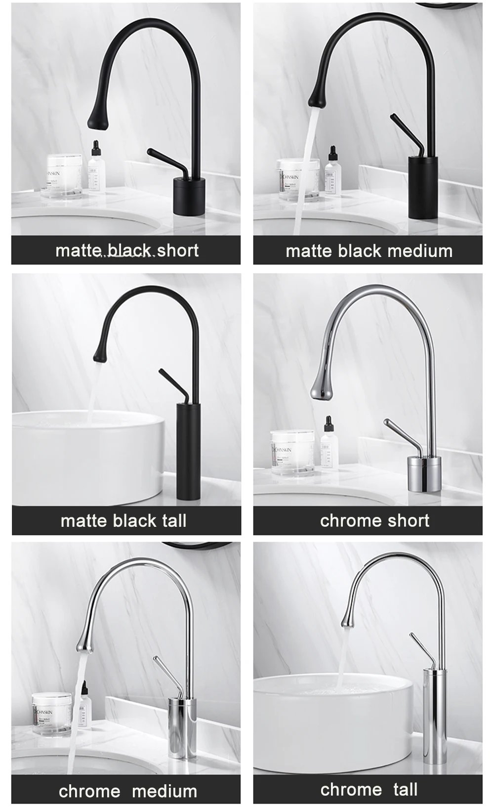 Modern Basin Faucet Brushed Gold Black Silver Faucet Deck Mounted Basin Sink Tap Mixer Hot & Cold Brass Tap for Bathroom