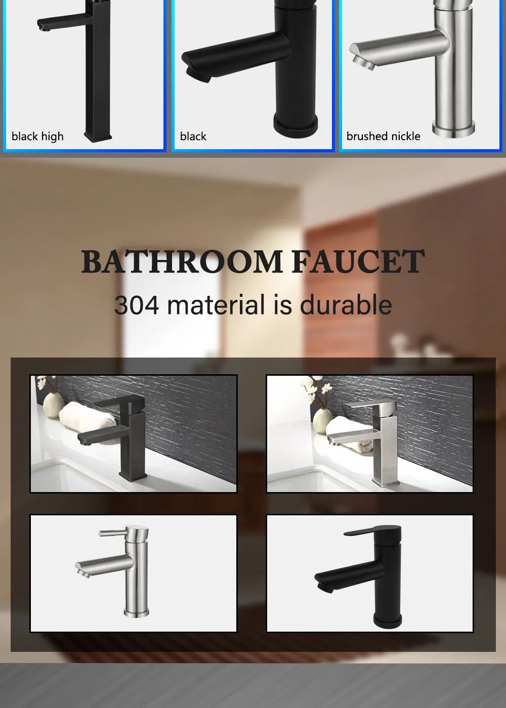 Basin Sink Bathroom Faucet Deck Mounted Hot Cold Water Basin Mixer Taps Matte Black Lavatory Sink Tap Crane