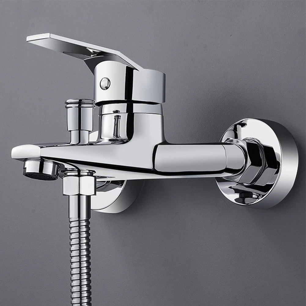 Bathtub Faucet Wall Mounted Hot Cold Water Faucet Dual Spout Mixer Tap Zinc Alloy Bathroom Bathtub Water Mixer Taps Faucet