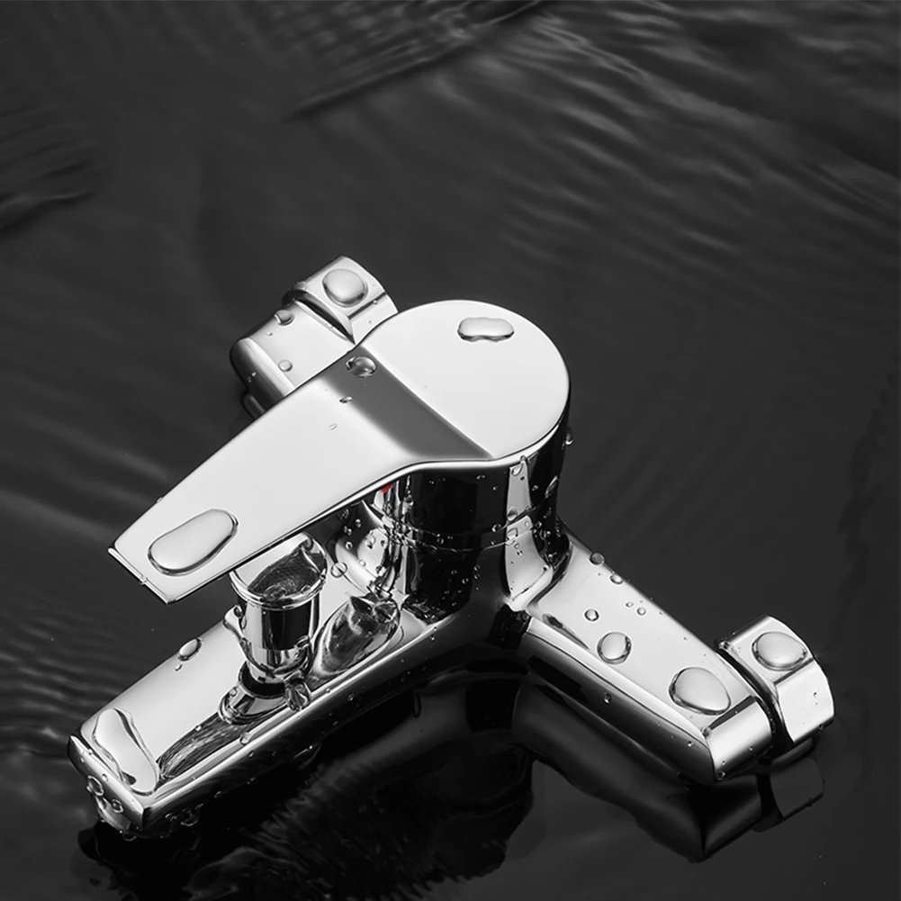 Bathtub Faucet Wall Mounted Hot Cold Water Faucet Dual Spout Mixer Tap Zinc Alloy Bathroom Bathtub Water Mixer Taps Faucet