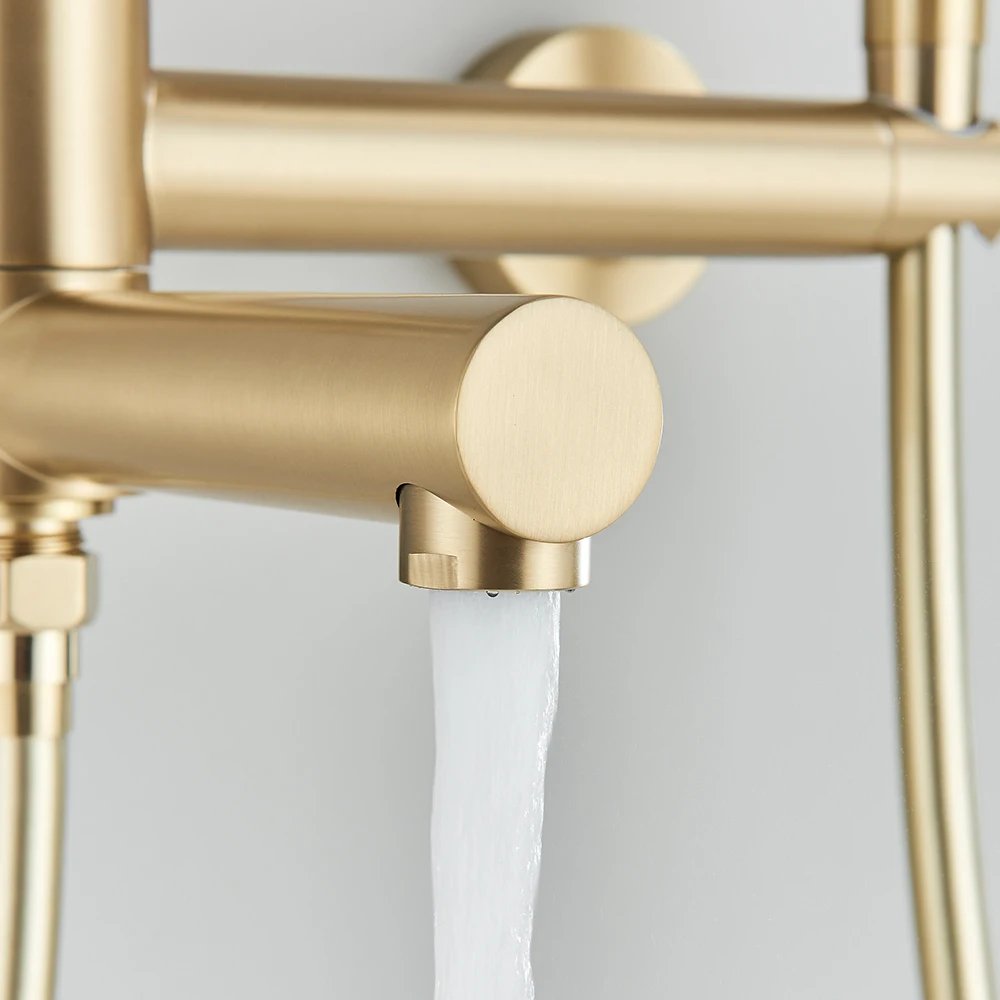 Gold Bathtub Faucet Wall Mounted Waterfall Bath Shower System Embedded In Wall Tub Water Tap Shower Mixer Faucet
