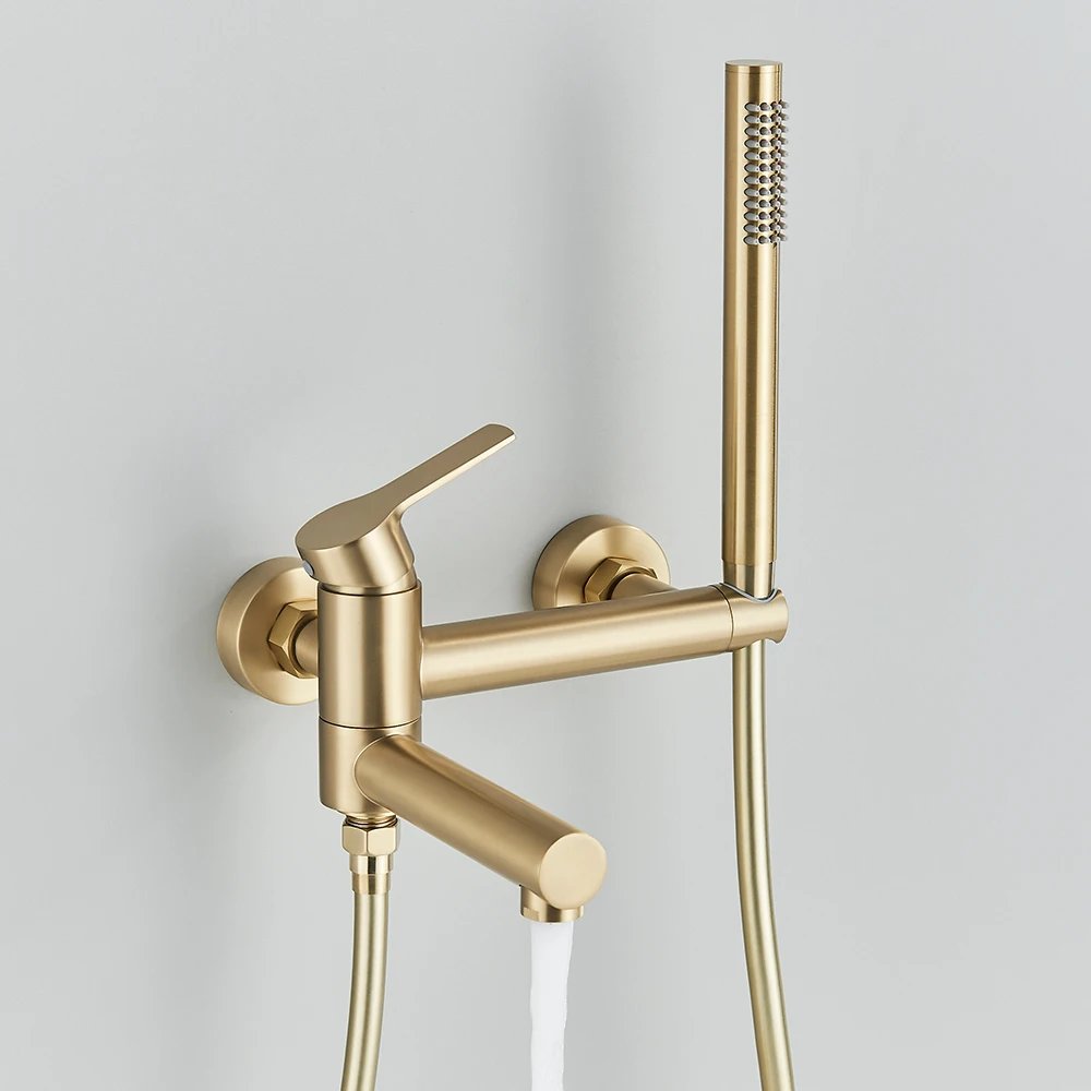 Gold Bathtub Faucet Wall Mounted Waterfall Bath Shower System Embedded In Wall Tub Water Tap Shower Mixer Faucet