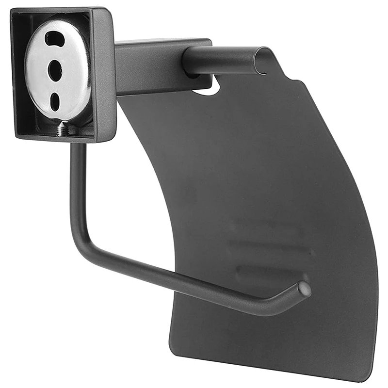 Toilet Paper Holder Paper Towel Roll Rack Tissue Hanger Shelf Wall Mount Perforated Bathroom Hardware Accessories, Black