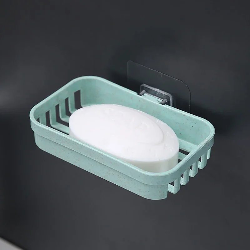 Wall Mounted Double Layer Soap Dish Holder Punch-Free Drawer Draining Holder Kitchen Sponge Storage Box Bathroom Organizer Rack