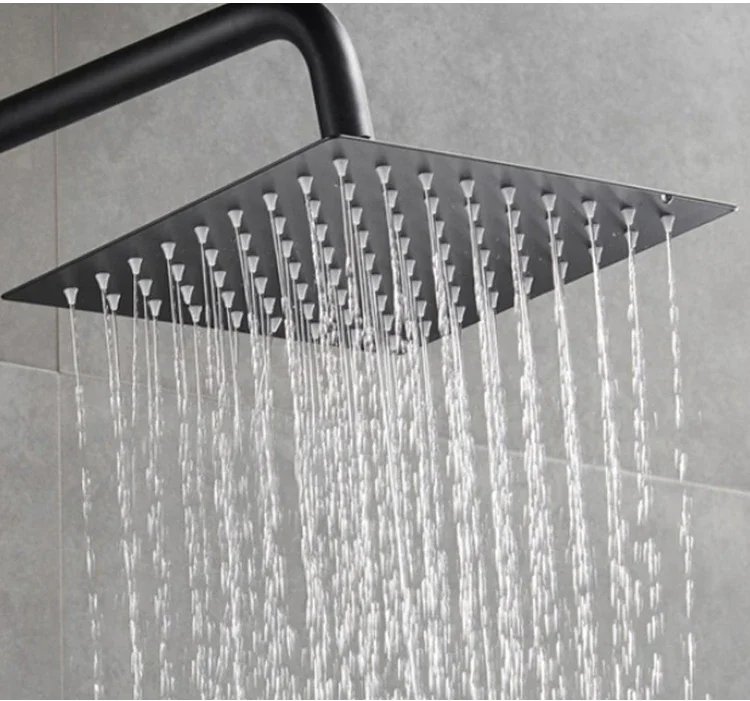 Black Bathroom Shower Home Set Copper  Faucet Wall Mounted Bath   Head