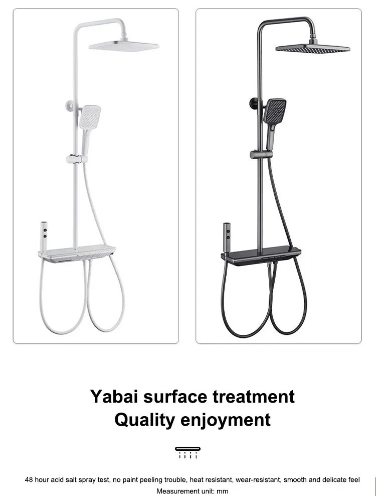 Piano Button Ambient Light Shower System Set Modern s For Bathroom Brass Glass Shelf  Digital Display