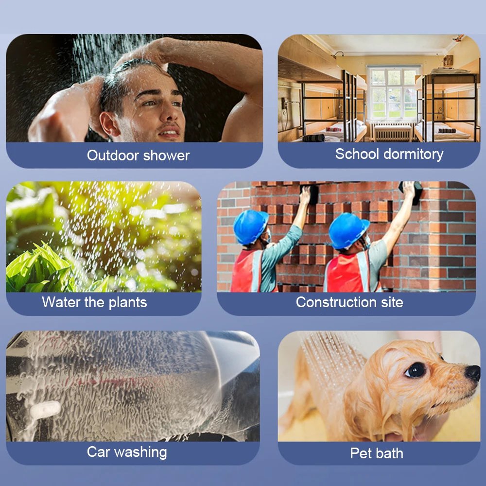 Portable Outdoor Shower Set Handheld Shower Head Adjustable Flow Camping Shower for Hiking Backpacking Beach Traveling