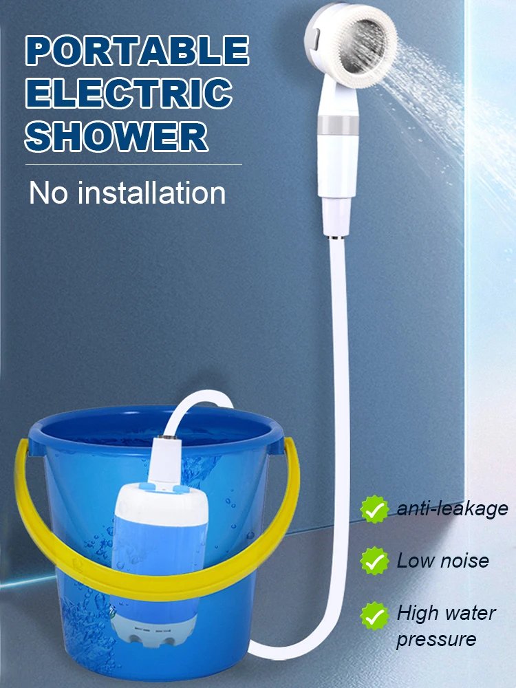 Portable Outdoor Shower Set Handheld Shower Head Adjustable Flow Camping Shower for Hiking Backpacking Beach Traveling